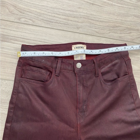 L'Agence Jeans Womens Size‎ 28 Margot High Waist Bordeaux Glitter Coated Skinny - Picture 12 of 12
